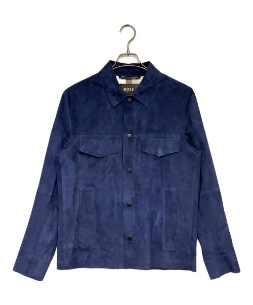 BOSS（ボス）BOSS (ボス) L-Mashirt スウェードシャツジャケット ブルー サイズ:46の古着・服飾アイテム