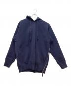 ESTNATIONエストネーション）の古着「ミラノリブサイドジップフーディー」｜ネイビー