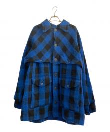 JUNYA WATANABE MAN×FILSON（ジュンヤワタナベマン×フィルソン）の古着「ウールチェック 製品縮絨 ダブルマッキーノクルーザー」｜ブルー×ブラック