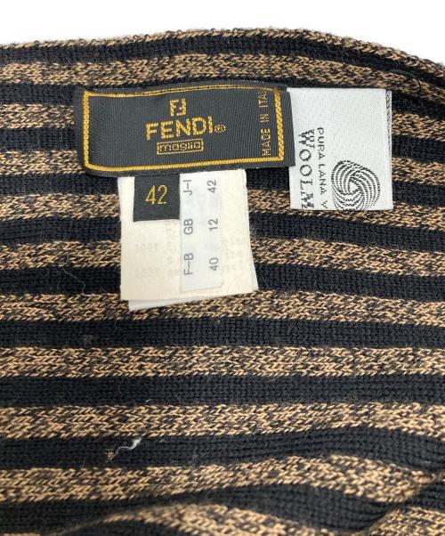FENDI（フェンディ）FENDI (フェンディ) ストライプウールマフラー ブラウン×ブラックの古着・服飾アイテム