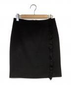 LOUIS VUITTONルイ ヴィトン）の古着「ウールフリルタイトスカート」｜ブラック