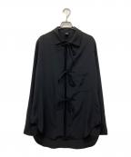 Y'sワイズ）の古着「フロントリボンシャツ」｜ブラック