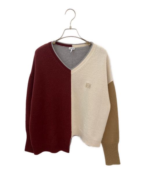 LOEWE（ロエベ）LOEWE (ロエベ) アナグラム アシンメトリック ウール セーター マルチカラー サイズ:XSの古着・服飾アイテム