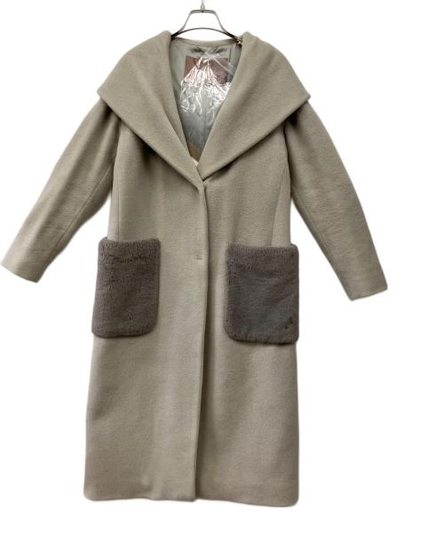 HERNO（ヘルノ）HERNO (ヘルノ) アンゴラ混フーデッドコート グレー サイズ:40の古着・服飾アイテム