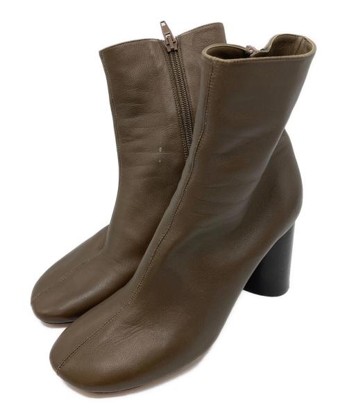 CELINE（セリーヌ）CELINE (セリーヌ) サイドジップスクエアヒールブーツ カーキ サイズ:36の古着・服飾アイテム