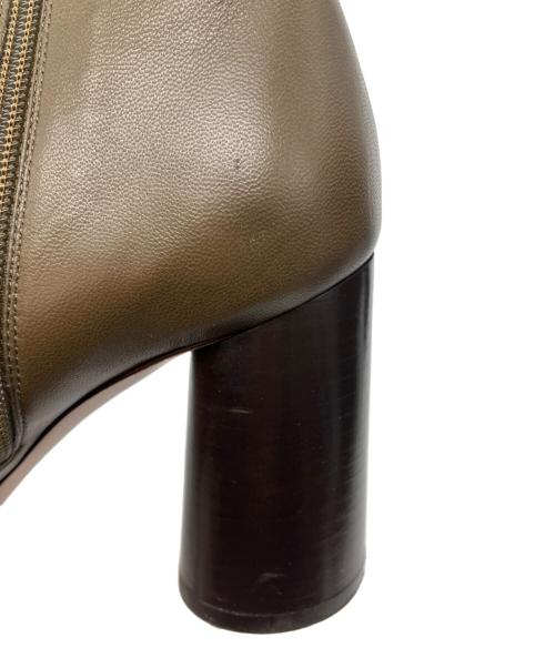 CELINE（セリーヌ）CELINE (セリーヌ) サイドジップスクエアヒールブーツ カーキ サイズ:36の古着・服飾アイテム