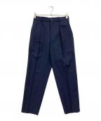 MARKAWAREマーカウェア）の古着「FRONT PLEATS PEGTOP TROUSERS ORGANIC WOOL SURVIVAL CLOTH」｜ネイビー