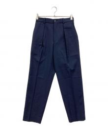 MARKAWARE（マーカウェア）の古着「FRONT PLEATS PEGTOP TROUSERS ORGANIC WOOL SURVIVAL CLOTH」｜ネイビー