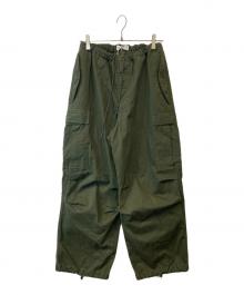 MARKA（マーカ）の古着「OVER PANTS ORGANIC COTTON SATIN BRUSHED オーバーパンツオーガニックコットンサテンブラッシュド M23C-03PT01C」｜グリーン
