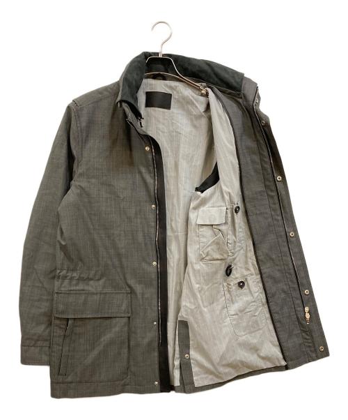 ERMENEGILDO ZEGNA（エルメネジルド・ゼニア）Ermenegildo Zegna (エルメネジルド・ゼニア) レザー切替ジップアップジャケット グレー サイズ:XSの古着・服飾アイテム