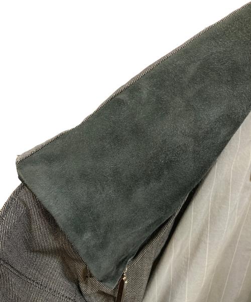 ERMENEGILDO ZEGNA（エルメネジルド・ゼニア）Ermenegildo Zegna (エルメネジルド・ゼニア) レザー切替ジップアップジャケット グレー サイズ:XSの古着・服飾アイテム