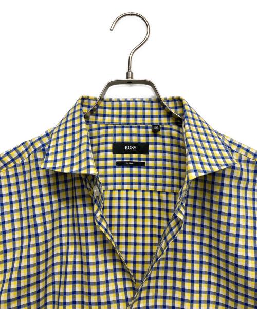 BOSS HUGO BOSS（ボス ヒューゴボス）BOSS HUGO BOSS (ボス ヒューゴボス) チェックシャツ イエロー サイズ:42の古着・服飾アイテム