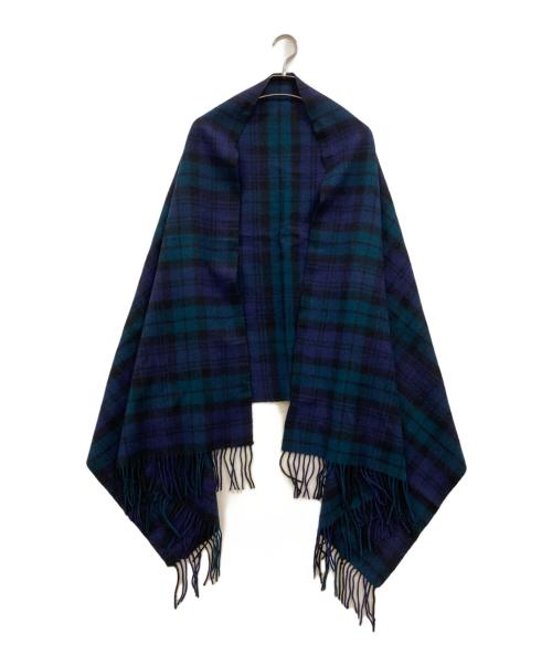 JOHNSTONS OF ELGIN（ジョンストンズオブエルガン）JOHNSTONS OF ELGIN (ジョンストンズオブエルガン) カシミヤ チェック 大判ストール グリーン×ネイビーの古着・服飾アイテム