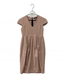 YOKO CHAN（ヨーコチャン）の古着「V-neck Gathered Dress」｜ベージュ