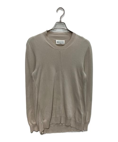 Maison Martin Margiela（メゾンマルタンマルジェラ）Maison Martin Margiela (メゾンマルタンマルジェラ) コットンクルーネックニット　ここのえ期 ベージュ サイズ:Mの古着・服飾アイテム