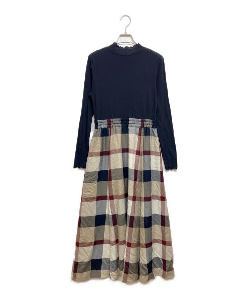 BLUE LABEL CRESTBRIDGE（ブルーレーベルクレストブリッジ）BLUE LABEL CRESTBRIDGE (ブルーレーベルクレストブリッジ) 3wayワンピース ネイビー×ブラウン サイズ:38の古着・服飾アイテム