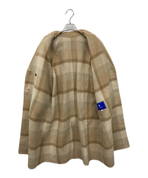 BLUE LABEL CRESTBRIDGE（ブルーレーベルクレストブリッジ）BLUE LABEL CRESTBRIDGE (ブルーレーベルクレストブリッジ) クレストブリッジチェックトーナルリバーフェイスロングコート ブラウン サイズ:38の古着・服飾アイテム