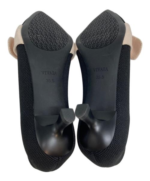 VIVAIA（ビバイア）VIVAIA (ビバイア) ポインテッドトゥリボンパンプス ブラック サイズ:35.5の古着・服飾アイテム
