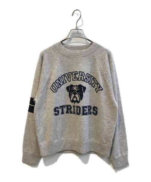 PLUS PLUS（プラスプラス）PLUS PLUS (プラスプラス) ジャガードバックナンバリングカシミヤニット グレー サイズ:Freeの古着・服飾アイテム