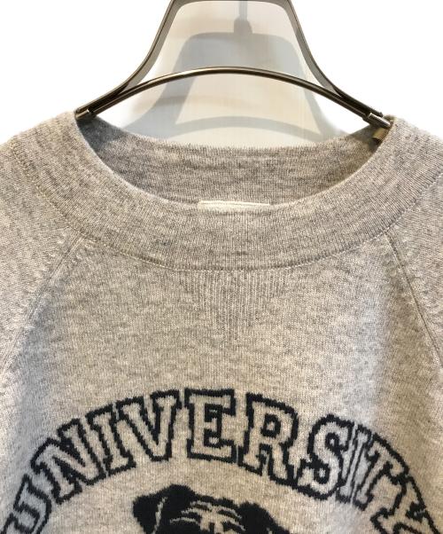 PLUS PLUS（プラスプラス）PLUS PLUS (プラスプラス) ジャガードバックナンバリングカシミヤニット グレー サイズ:Freeの古着・服飾アイテム