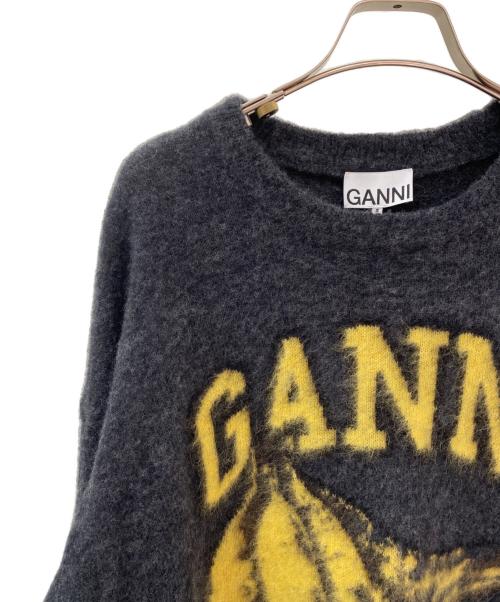 GANNI（ガニー）GANNI (ガニー) Fine Brushed Alpaca Banana Oversized O-neck チャコールグレー サイズ:SMの古着・服飾アイテム