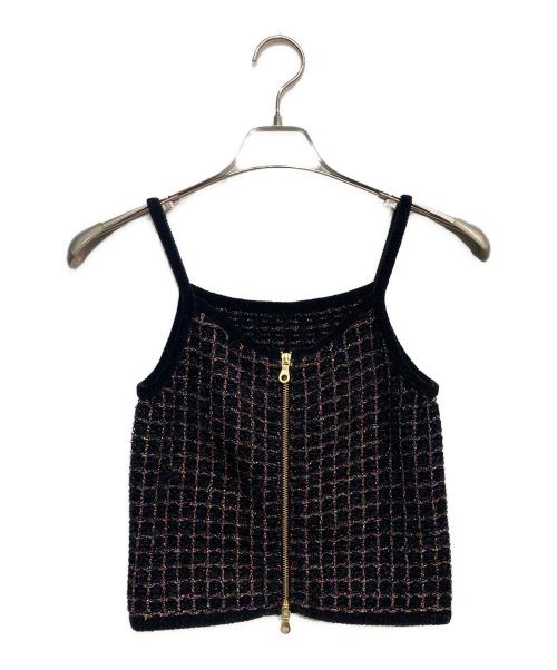 Diagram（ダイアグラム）Diagram (ダイアグラム) ツイード ニット キャミ ブラック サイズ:36 未使用品の古着・服飾アイテム