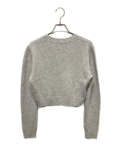 PRADA（プラダ）PRADA (プラダ) カシミヤ混 ロゴデザインクルーネックニット グレー サイズ:36の古着・服飾アイテム