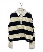 Vivienne Westwood RED LABELヴィヴィアンウエストウッドレッドレーベル）の古着「ドットORB ラグビーシャツ」｜アイボリー×ブラック