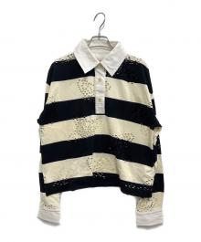 Vivienne Westwood RED LABEL（ヴィヴィアンウエストウッドレッドレーベル）の古着「ドットORB ラグビーシャツ」｜アイボリー×ブラック