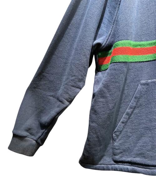 GUCCI（グッチ）GUCCI (グッチ) ウエブ&GUCCIラベル付きスウェットシャツ ネイビー サイズ:Sの古着・服飾アイテム