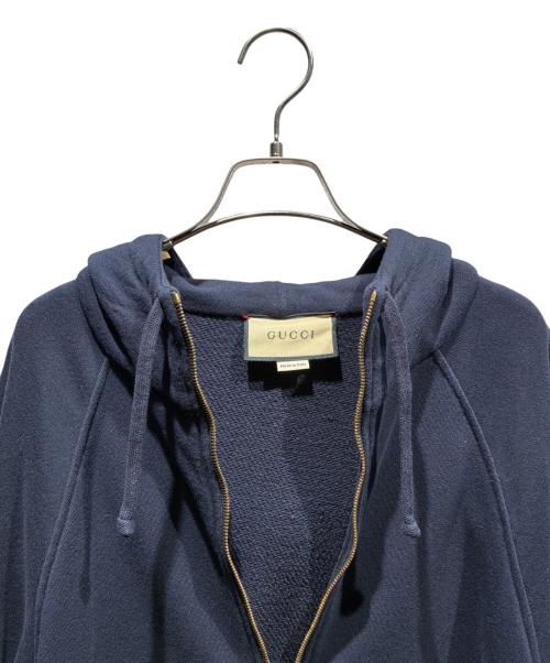 GUCCI（グッチ）GUCCI (グッチ) ウエブ&GUCCIラベル付きスウェットシャツ ネイビー サイズ:Sの古着・服飾アイテム