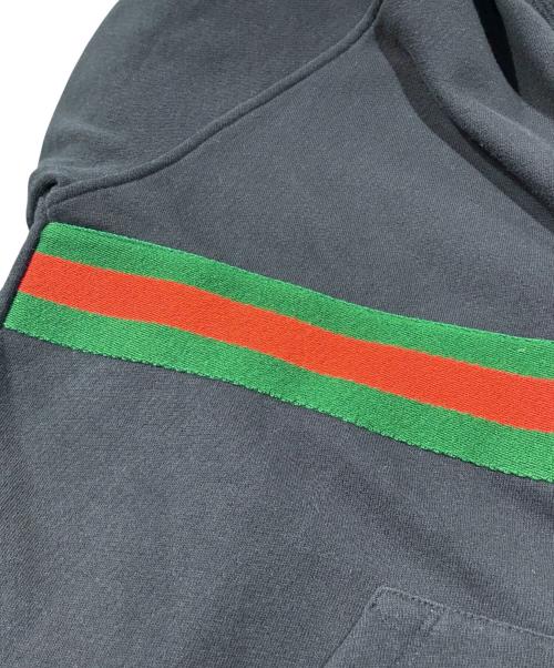 GUCCI（グッチ）GUCCI (グッチ) ウエブ&GUCCIラベル付きスウェットシャツ ネイビー サイズ:Sの古着・服飾アイテム