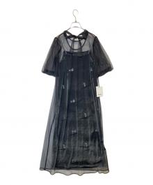 Kaene（カエン）の古着「エンブロイダリーベロアチュールドレス」｜グレー