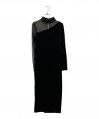 anuansアニュアンス）の古着「シアーコンビタイトワンピース」｜ブラック