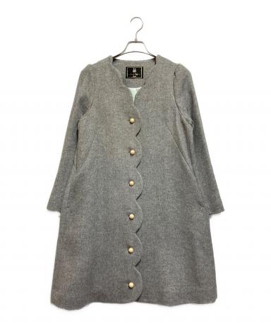 美品 franche lippee black フランシュリッペブラック 猫モチーフポケット ノーカラーコート サイズM ブラック レディース 古着 中古 USED 中古・古着通販】franche lippee black (フランシュリッペブラック
