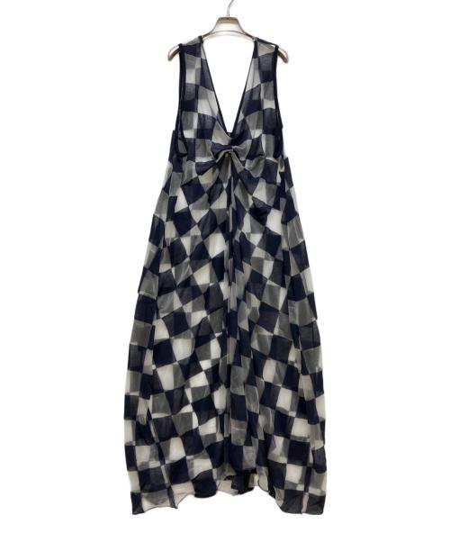 HARUNOBUMURATA（ハルノブ ムラタ）HARUNOBUMURATA (ハルノブ ムラタ) JACQUARD PLAID SLEEVELESS LONG DRESS ネイビー サイズ:SIZE 36の古着・服飾アイテム