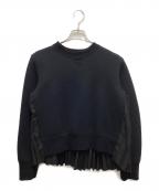 sacaiサカイ）の古着「Sponge Sweat x Cotton Poplin Pullover」｜ブラック