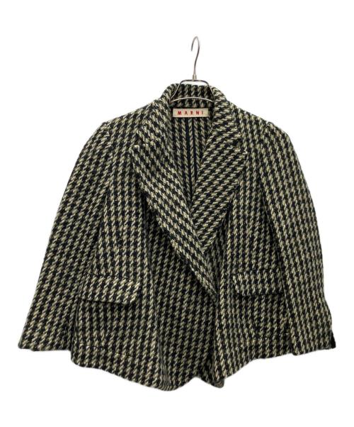 MARNI（マルニ）MARNI (マルニ) 千鳥柄ウールジャケット ブラック×オリーブ サイズ:SIZE40の古着・服飾アイテム