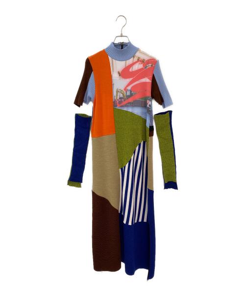 ENFOLD（エンフォルド）ENFOLD (エンフォルド) ドッキング ニットワンピース マルチカラー サイズ:36の古着・服飾アイテム