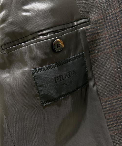 PRADA（プラダ）PRADA (プラダ) グレンチェックセットアップスーツ ブラウン サイズ:46Rの古着・服飾アイテム