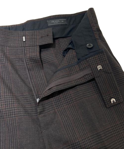 PRADA（プラダ）PRADA (プラダ) グレンチェックセットアップスーツ ブラウン サイズ:46Rの古着・服飾アイテム