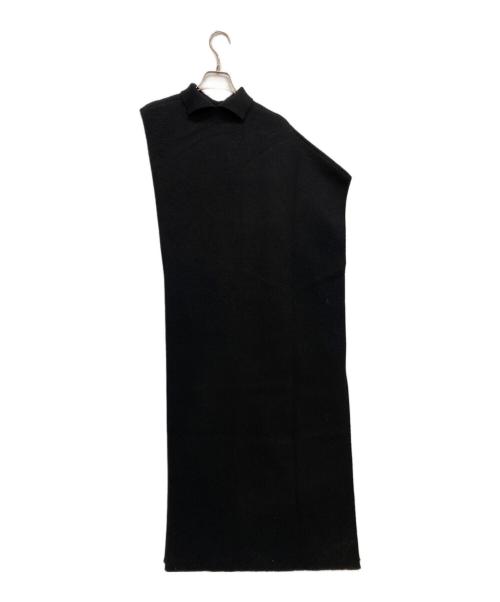 JIL SANDER（ジルサンダー）JIL SANDER (ジルサンダー) ノースリーブ アシンメトリー ニットワンピース ブラック サイズ:Mの古着・服飾アイテム