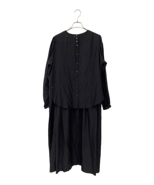 SUZUKI TAKAYUKI（スズキタカユキ）SUZUKI TAKAYUKI (スズキタカユキ) shuo コットンシルクレイヤードワンピース ブラック サイズ:2の古着・服飾アイテム