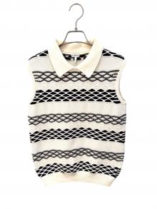 LOEWE（ロエベ）の古着「コットンジャカードニットベスト」｜ホワイト×ブラック