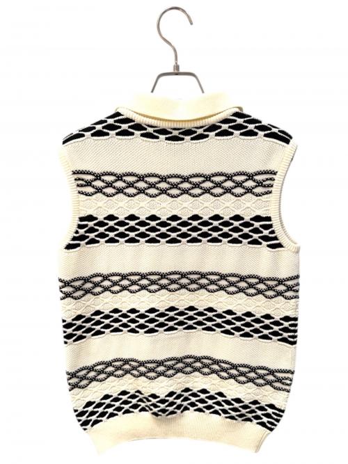 LOEWE（ロエベ）LOEWE (ロエベ) コットンジャカードニットベスト ホワイト×ブラック サイズ:Sの古着・服飾アイテム