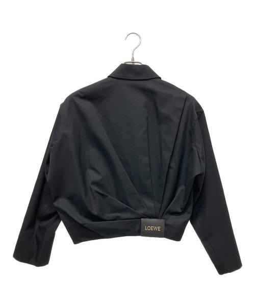 LOEWE（ロエベ）LOEWE (ロエベ) 25SS シルク混 クロップド タックデザインジャケット ブラック サイズ:36の古着・服飾アイテム