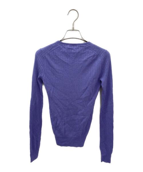 BLAMINK（ブラミンク）BLAMINK (ブラミンク) カシミヤシルク18Gクルーネックリブニット パープル サイズ:36の古着・服飾アイテム