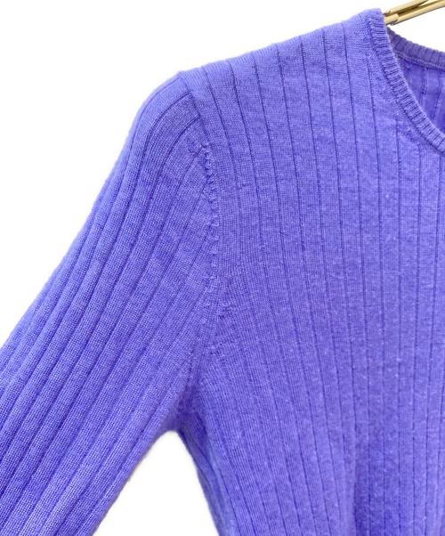 BLAMINK（ブラミンク）BLAMINK (ブラミンク) カシミヤシルク18Gクルーネックリブニット パープル サイズ:36の古着・服飾アイテム