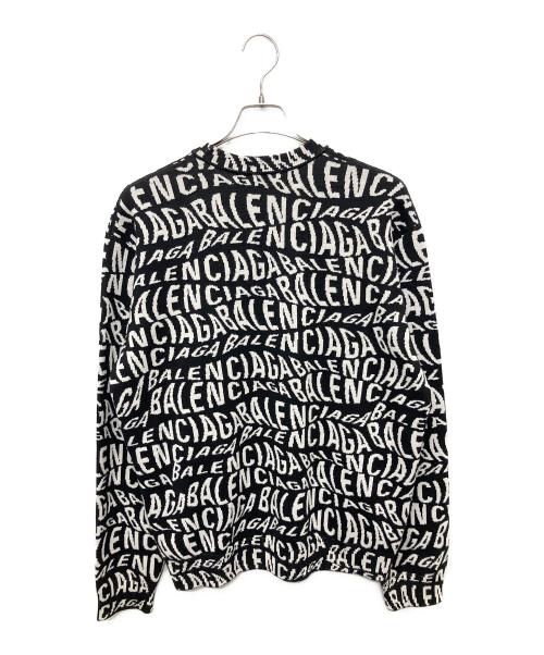 BALENCIAGA（バレンシアガ）BALENCIAGA (バレンシアガ) ロゴ総柄ニットセーター ブラック サイズ:Ｌの古着・服飾アイテム