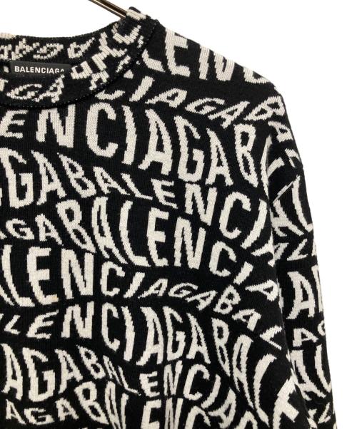 BALENCIAGA（バレンシアガ）BALENCIAGA (バレンシアガ) ロゴ総柄ニットセーター ブラック サイズ:Ｌの古着・服飾アイテム